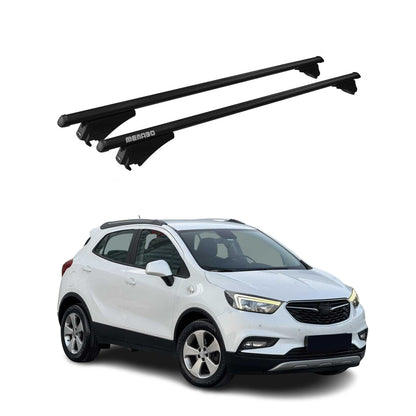 Menabo Dachträger Grundtäger für Opel Mokka X 2016-2019 75kg Alu Schwarz 2 tlg OMAC DE