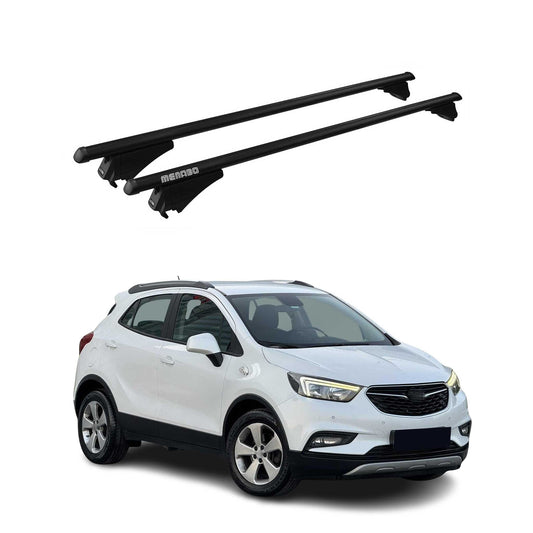 Menabo Dachträger Grundtäger für Opel Mokka X 2016-2019 75kg Alu Schwarz 2 tlg OMAC DE