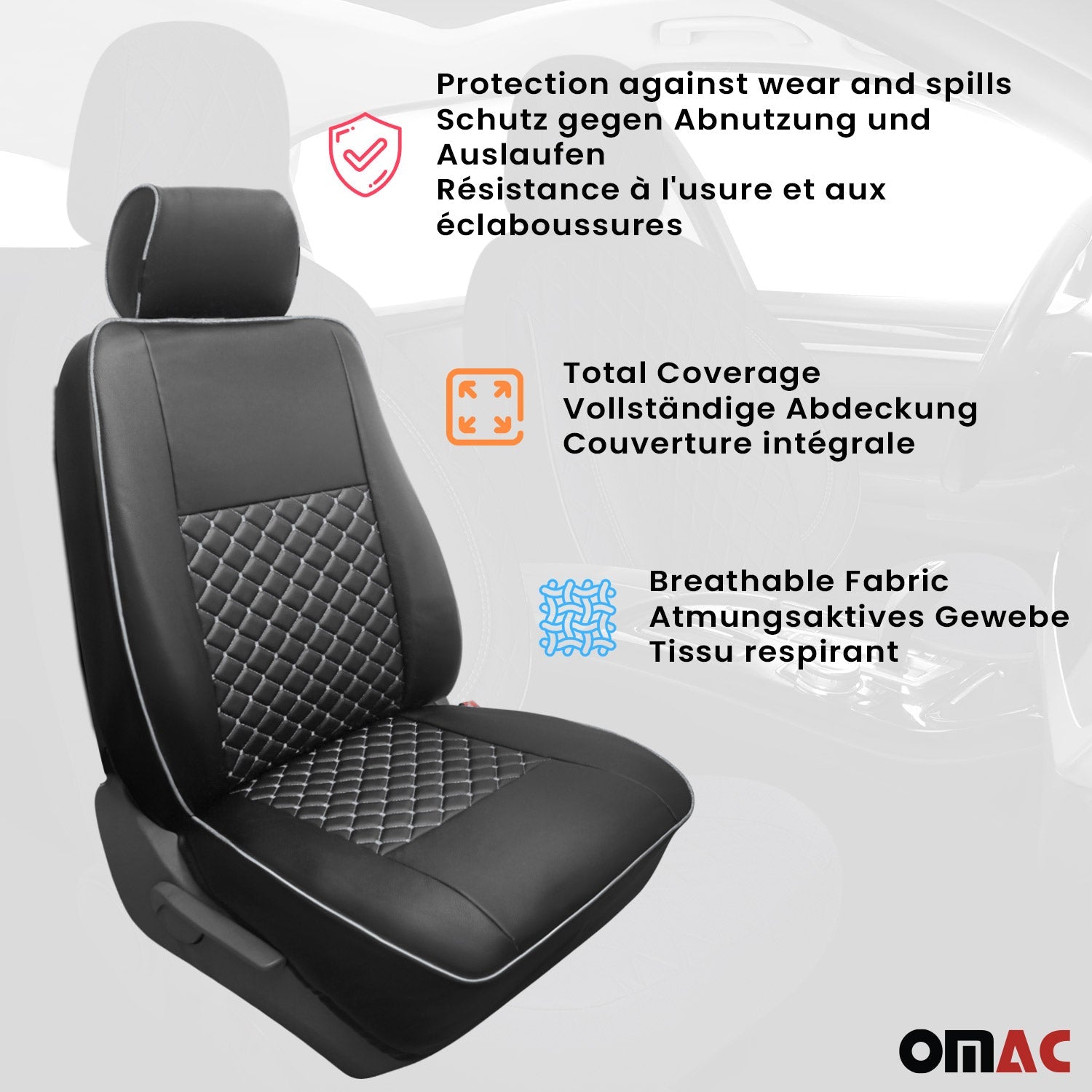 Sitzbezüge Schonbezüge für VW Transporter T4 1990-2003 Kunstleder Schwarz 1+1 OMAC DE