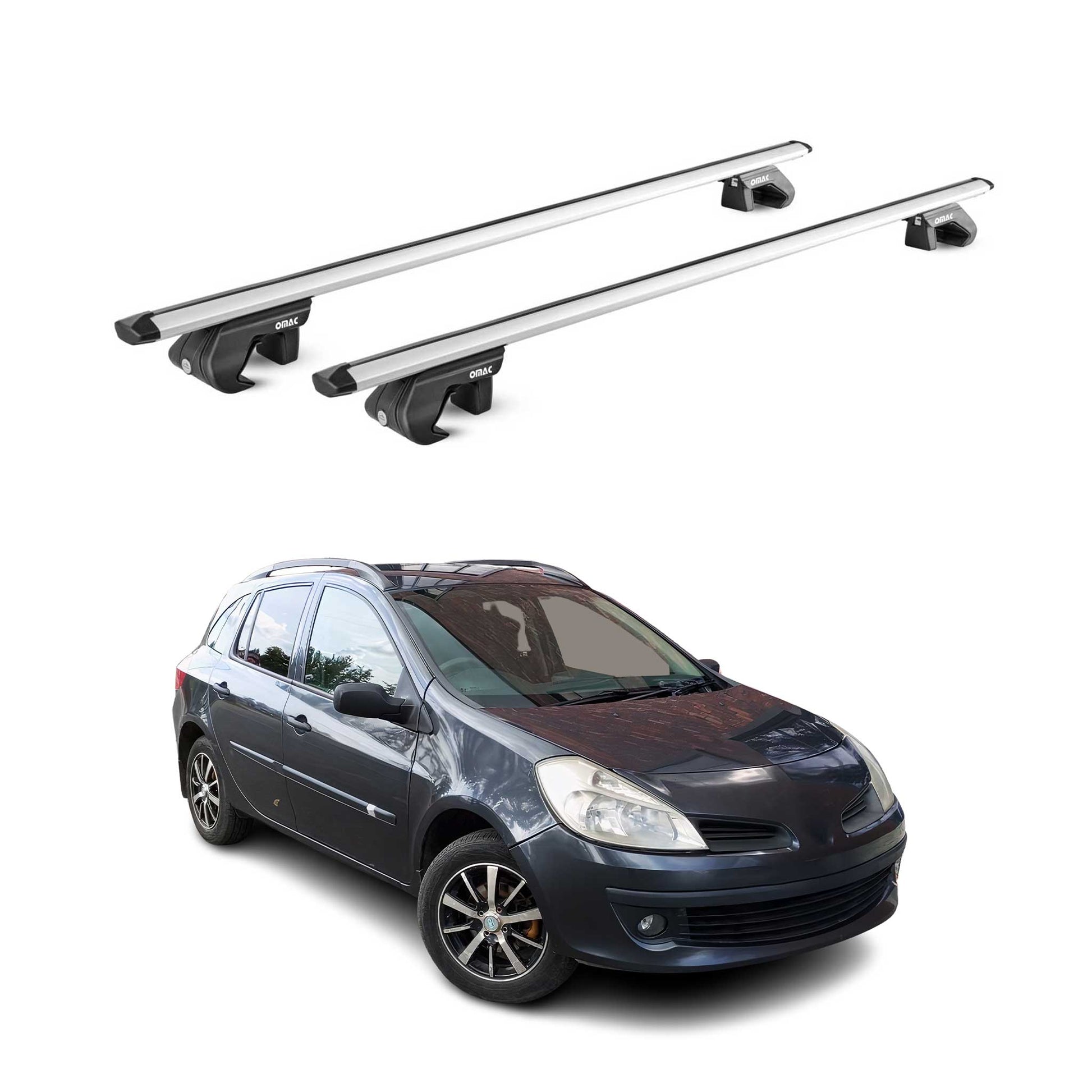 Dachträger Grundtäger für Renault Clio III IV Kombi 2008-2020 90kg Alu ABE Grau OMAC DE