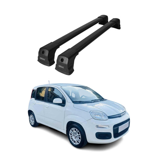 Dachträger Gepäkträger für Fiat Panda 2012-2025 Relingträger Schwarz Alu 2tlg OMAC DE