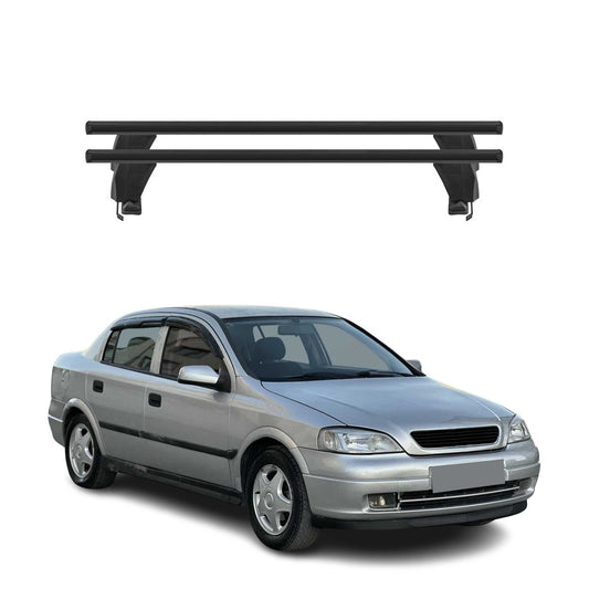 Menabo Dachträger Grundtäger für Opel Astra G 1998-2004 50kg Alu Schwarz 2tlg OMAC DE