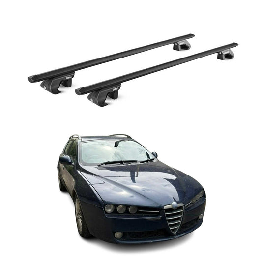 Dachträger Grundtäger für Alfa Romeo 159 Kombi 2005-2011 90kg Alu Schwarz 2x ABE OMAC DE