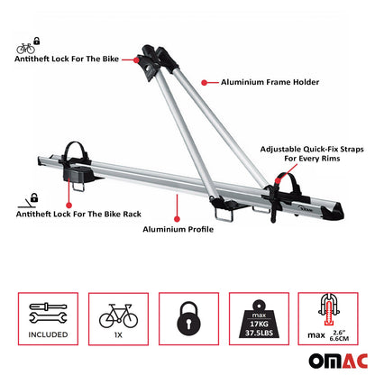 2x Fahrradträger Dachfahrradträger bis 17kg Aluminium Silber Fahrradhalter OMAC DE