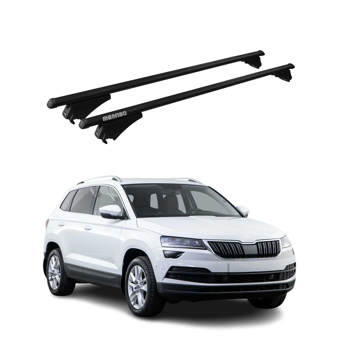 Menabo Dachträger Grundtäger für Skoda Karoq 2017-2025 75kg Alu Schwarz 2 tlg OMAC DE
