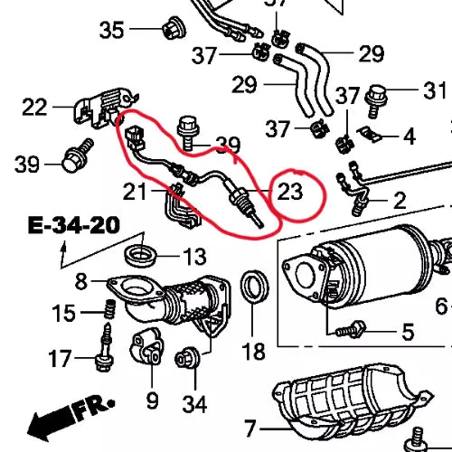 Honda Original Abgastemperatursensor CR-V 2.2 i-CTDi Diesel 37811-R07-E02